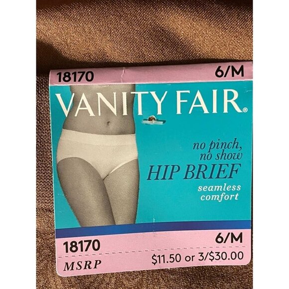 Vanity Fair No Pinch No Show Seamless Hip Brief 4 Pack 6/MEDIUM - Picture 2 of 7